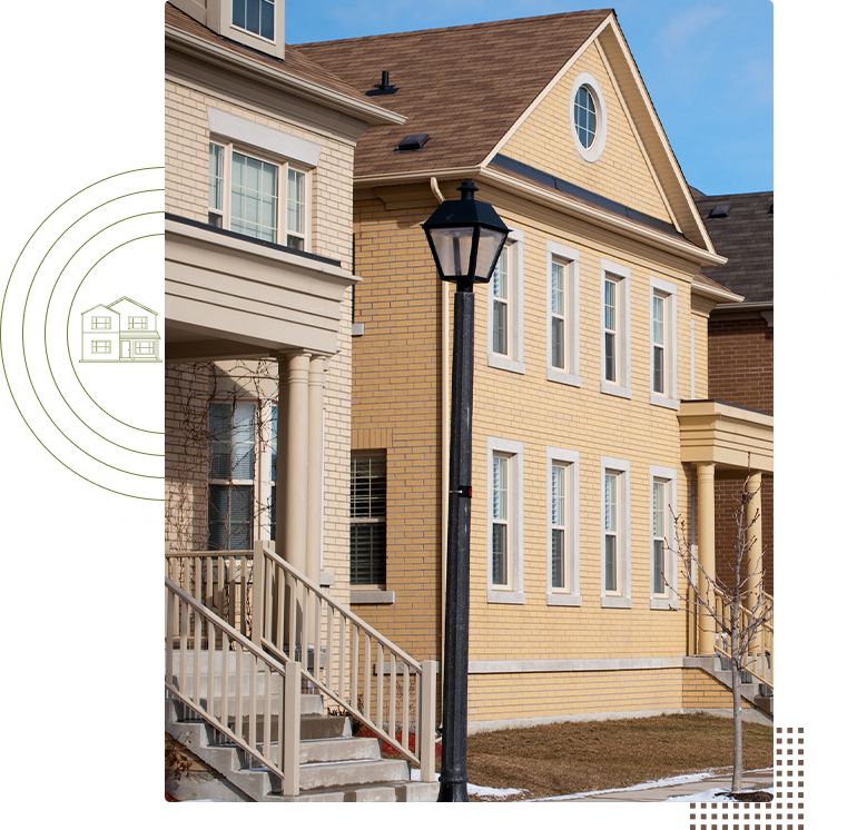 row of apartment housing